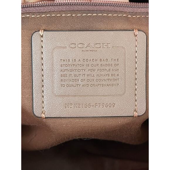 COACH Gallery Tote In Signature Canvas Top Zip Khaki Saddle - Picture 11 of 12
